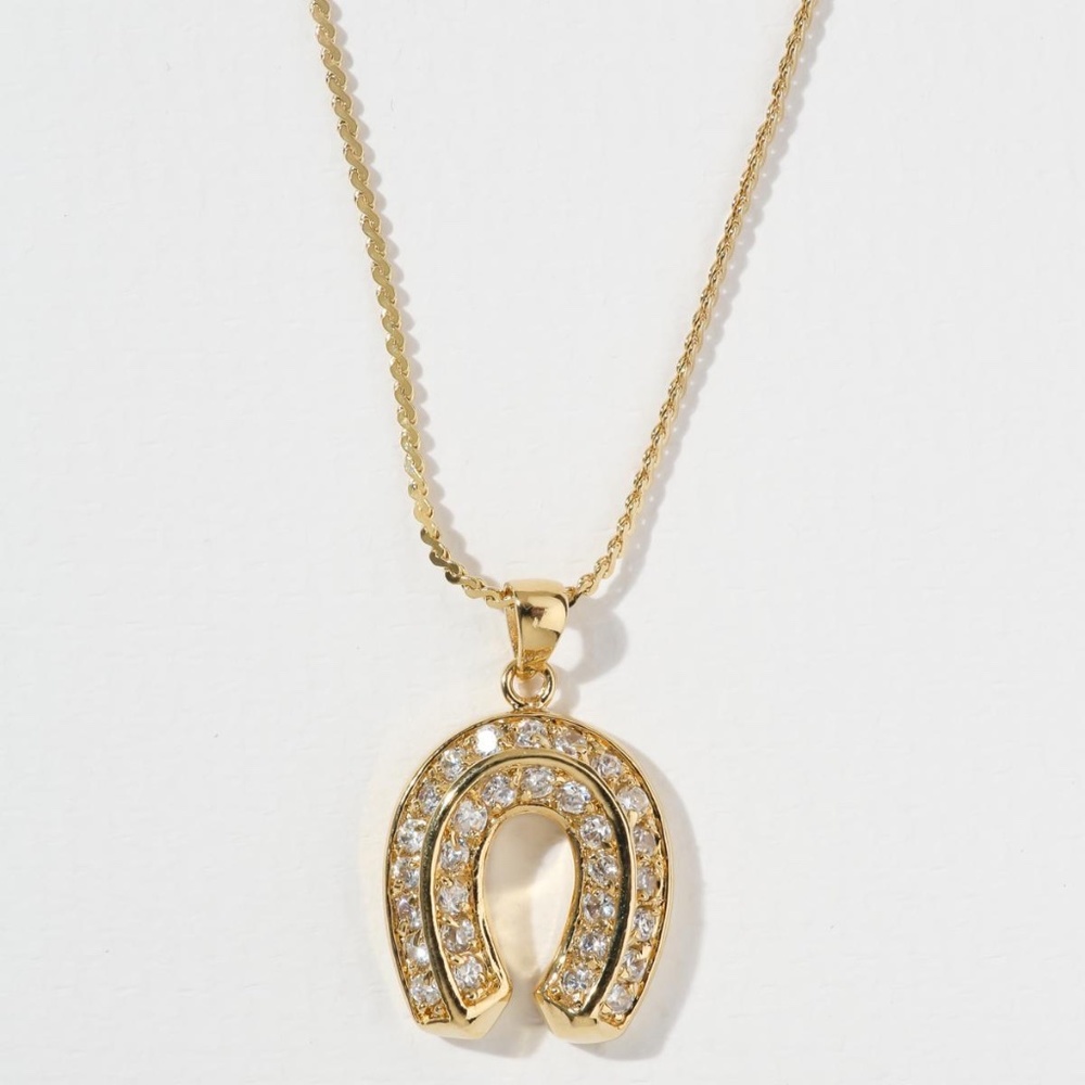 Vanessa Mooney Gold Horseshoe Crystal Pendant Necklace